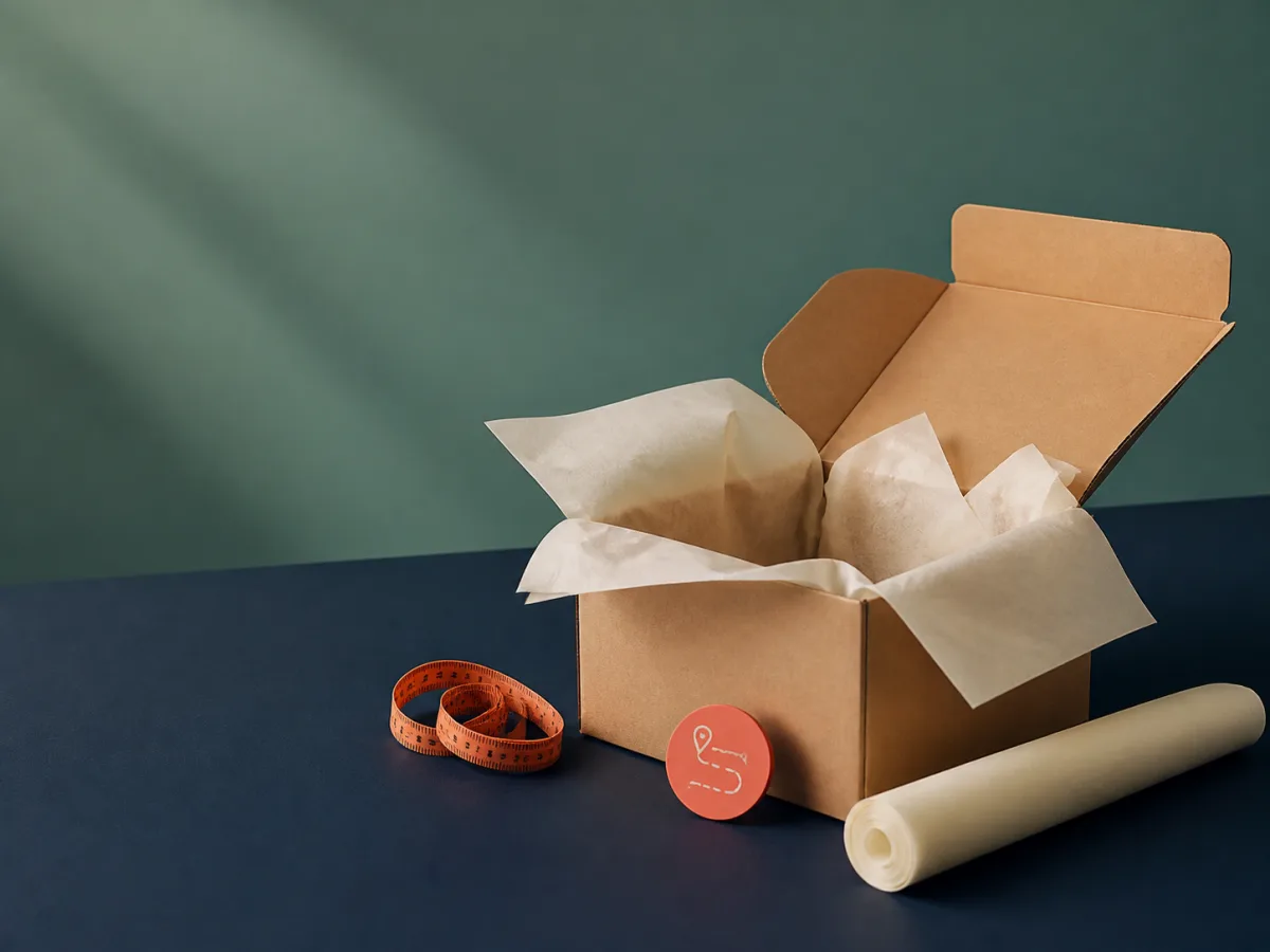 Open parcel with packing materials