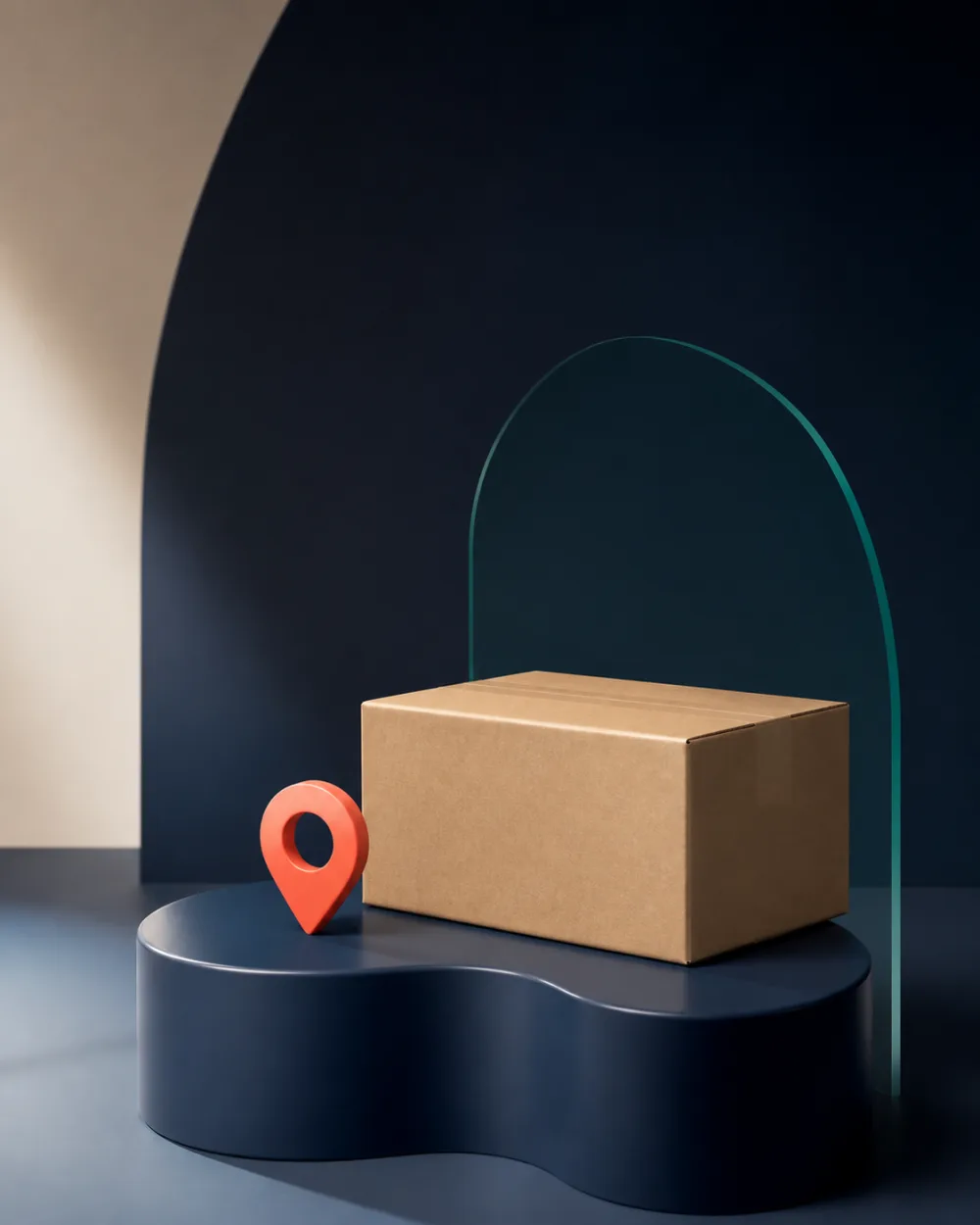 Parcel beside an abstract location marker